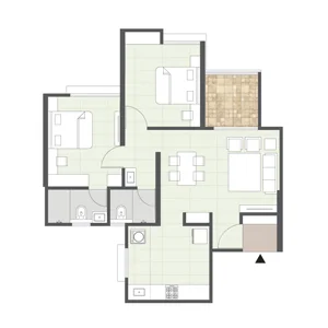 2 BHK floor plan