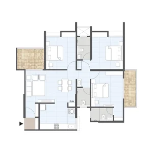 3 BHK floor plan